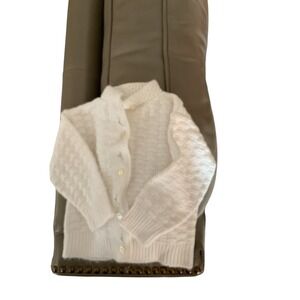 Vintage Sears Baby Girls White Cable Knit Acrylic Cardigan Sweater 6 Months